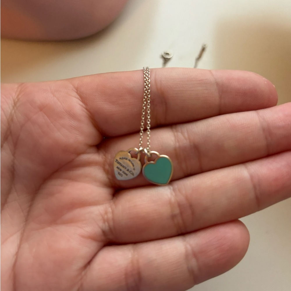 Tiffany and co Silver and Turquoise Heart Pendant Necklace